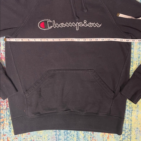 Champion Black Pullover Hoodie with Red & White Script - Picture 5 of 8